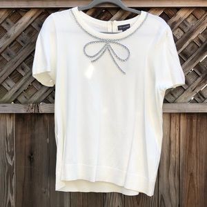 NWT THE LIMITED Rhinestone Bow Embellished Shirt